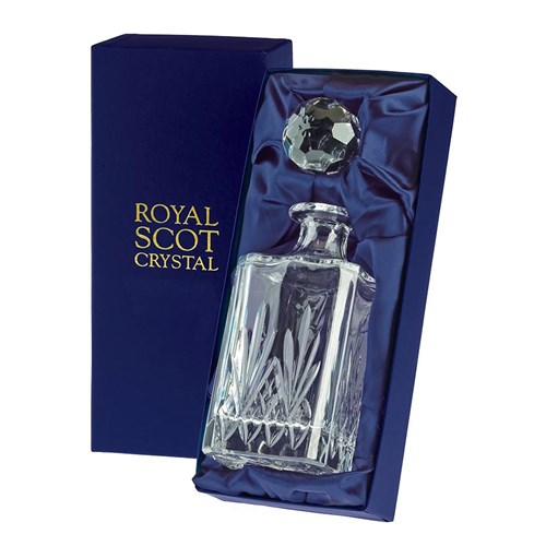 1 Royal Scot Crystal Square Spirit Decanter - Highland - PRESENTATION BOXED - Celebrate in Style